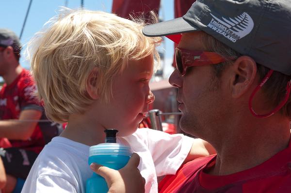 Chris Nicholson says farewell to his son Banjo.